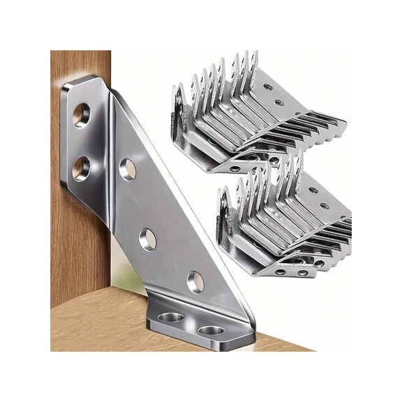 Heavy Duty Stainless Steel 15pcs 304 Angle Braces 90 Degree Angle Connectors Brackets Perfect For Easy Install Structural Support Corrosion Resistant Cabinets Furniture