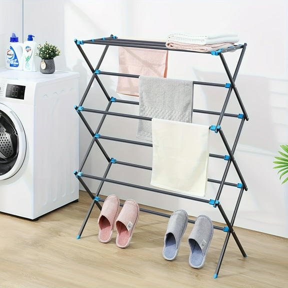 Heavy-Duty Stainless Steel 3-Tier Folding Clothes Drying Rack, Extra Large Space-Saving Laundry Rack for Indoor/Outdoor Use