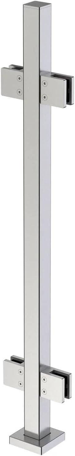 Heavy Duty Stainless Steel 316 Glass Railing Square Surface Post for 3/ ...