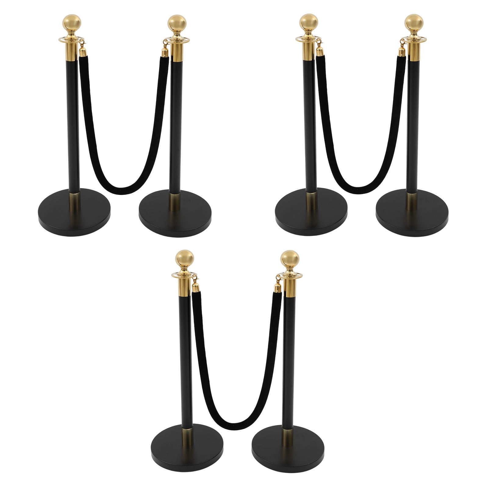 Heavy-Duty Stainless Steel Barrier Post Kit 6 Posts & 3 Ropes for Crowd ...