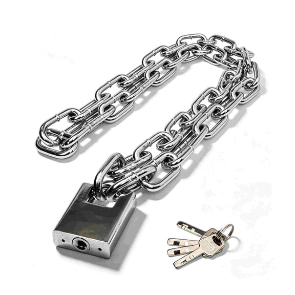 Heavy-Duty Stainless Steel Chain Lock  Cut-Resistant, Pick-Resistant, and Anti-Theft; Universal Chain Lock for Electric Bikes, Motorcycles, and Gates (Includes Key)