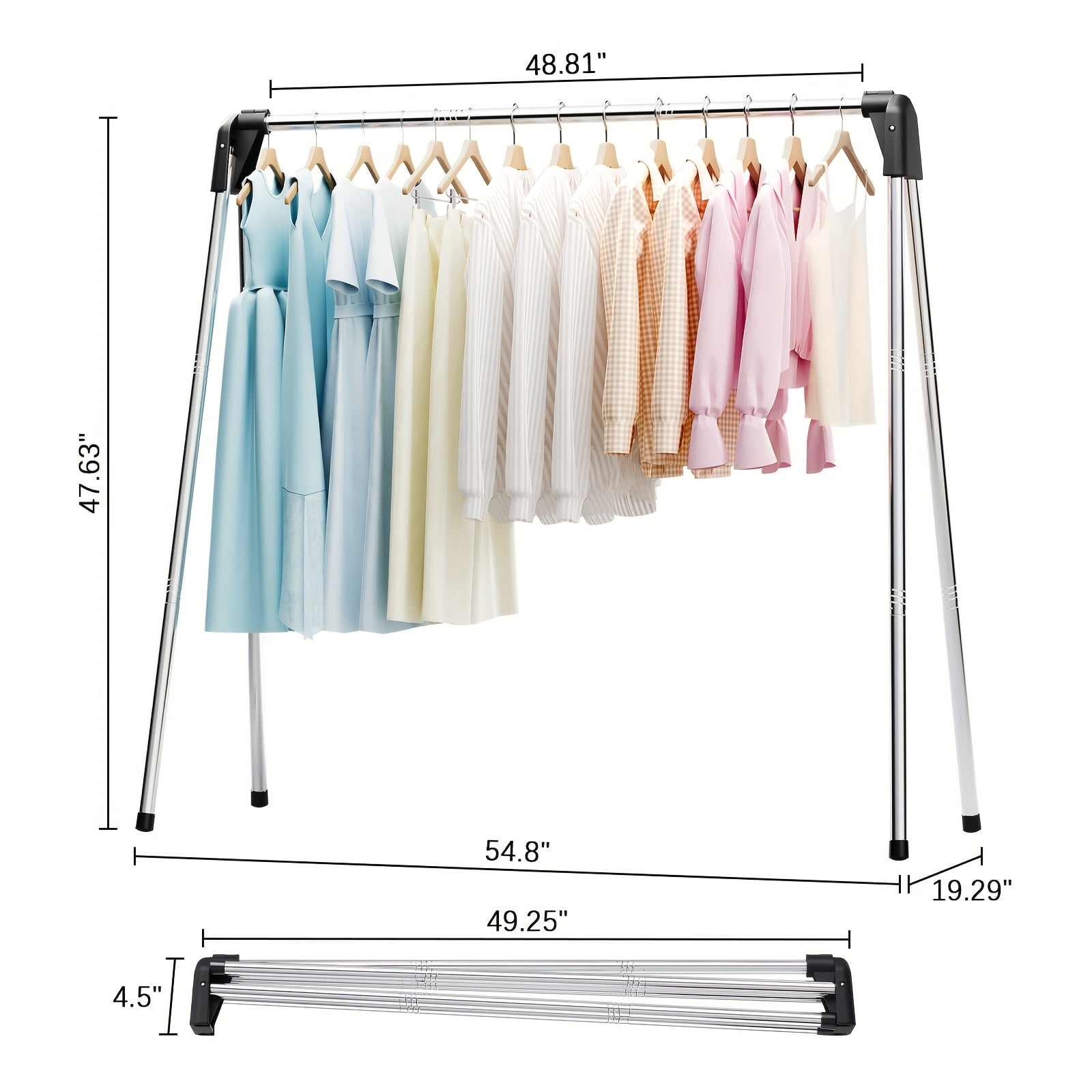 Heavy-Duty Stainless Steel Clothes Drying Rack - Collapsible Laundry ...