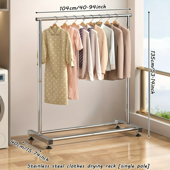 Heavy Duty Stainless Steel Clothes Rack - Industrial Garment Organizer with Hooks & Shelves, Indoor/Outdoor Use