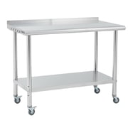 Heavy Duty Stainless Steel Commercial Prep Table 60 x 24 x 35 in Professional Kitchen Workbench for Restaurant Laundry Outdoor Use Arc Edge Design Adjustable Feet