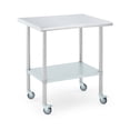 thumbnail image 1 of Heavy-Duty Stainless Steel Commercial Work Table - 4 Caster Wheels, Adjustable Undershelf, Durable Prep Station for Kitchen, Restaurant, Garage, Outdoor - Size: 24x30in, 1 of 7