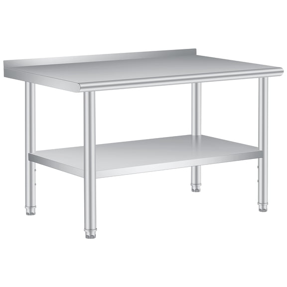 Heavy Duty Stainless Steel Commercial Workbench Table  24x72 Inch Prep Counter with Adjustable Undershelf, Backsplash & Caster Wheels  Ideal for Restaurants, Outdoor Kitchens, Garages, 24x72 inch