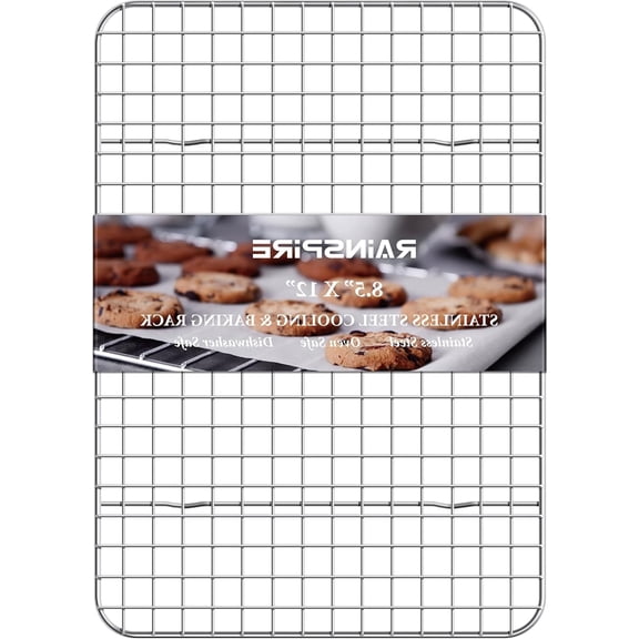 Heavy Duty Stainless Steel Cooling Rack, Oven Safe Wire Baking Rack Fits 8.5" x 12" Quarter Sheet Pan for Baking Roasting & Cooking
