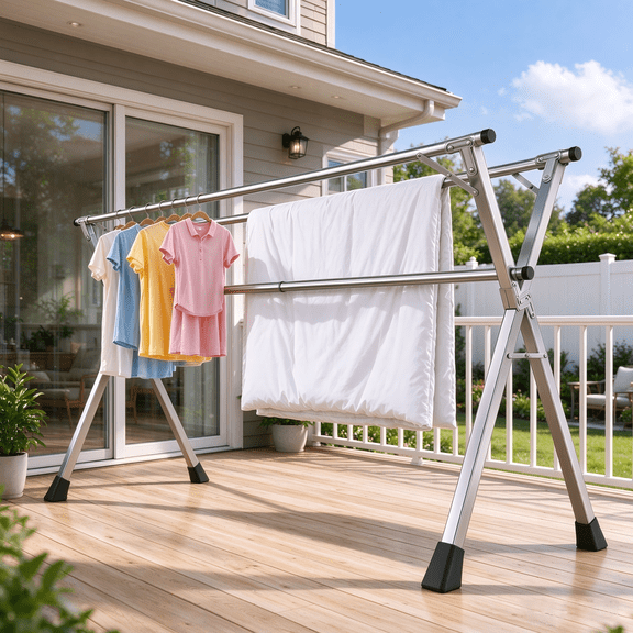 Joybos 79 inches Clothes Drying Rack, Adjustable & Foldable Laundry Drying Rack Stainless Steel with 20 Hooks & 12 Clips