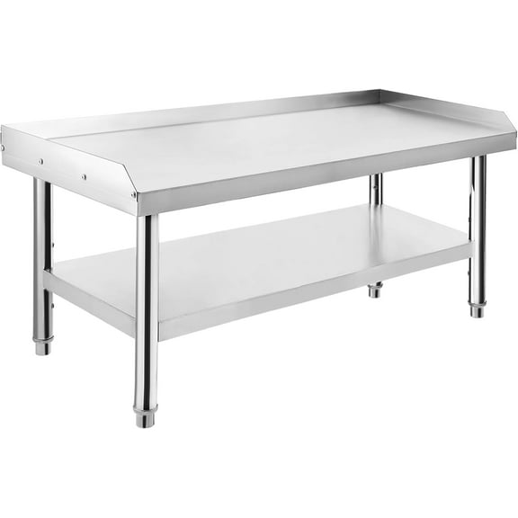 Heavy Duty Stainless Steel Grill Stand Table Adjustable Legs Edge Baffle 36x28x24in 1000lb Top Shelf Commercial Kitchen