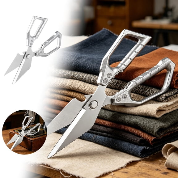Heavy Duty Stainless Steel Kitchen Shears for Meat, Bone, and Poultry, Metal, Silver, 30x15x3cm, Ergonomic Handle, Multi-Function