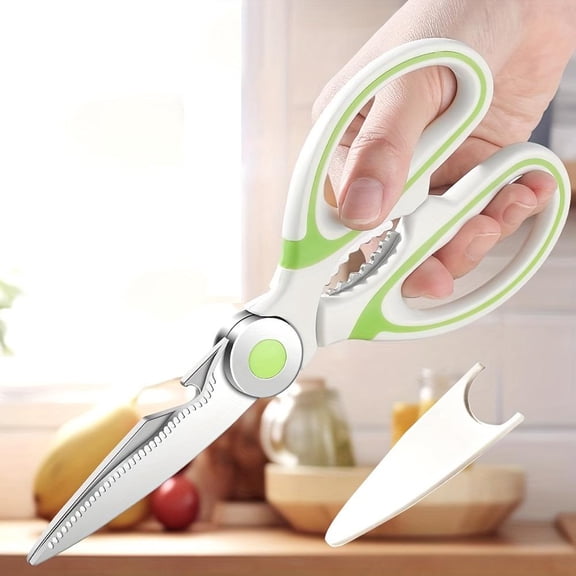 Heavy Duty Stainless Steel Kitchen Shears with Protective Sheath Multi Purpose Scissors for Meat, Herbs & Vegetables