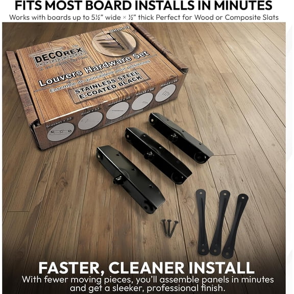 Heavy Duty Stainless Steel Louvers Hardware Kit - Black E-Coated Outdoor Shutter System for Pergolas & Privacy Screens Complete Set (22 + 10 Actuators + Screws) - DHLH-02