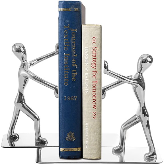 Heavy Duty Stainless Steel Man Bookends Nonskid Art Bookend,1 Pair(Silver)