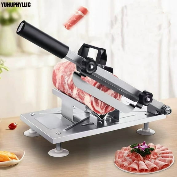 Heavy-Duty Stainless Steel Manual Kitchen Slicer with Adjustable Thickness - Lever Mechanism for Precise Meat, Vegetable, Fruit, Cheese, Deli Slicing - Easy-Clean Design, Space-Saving Countertop Tool
