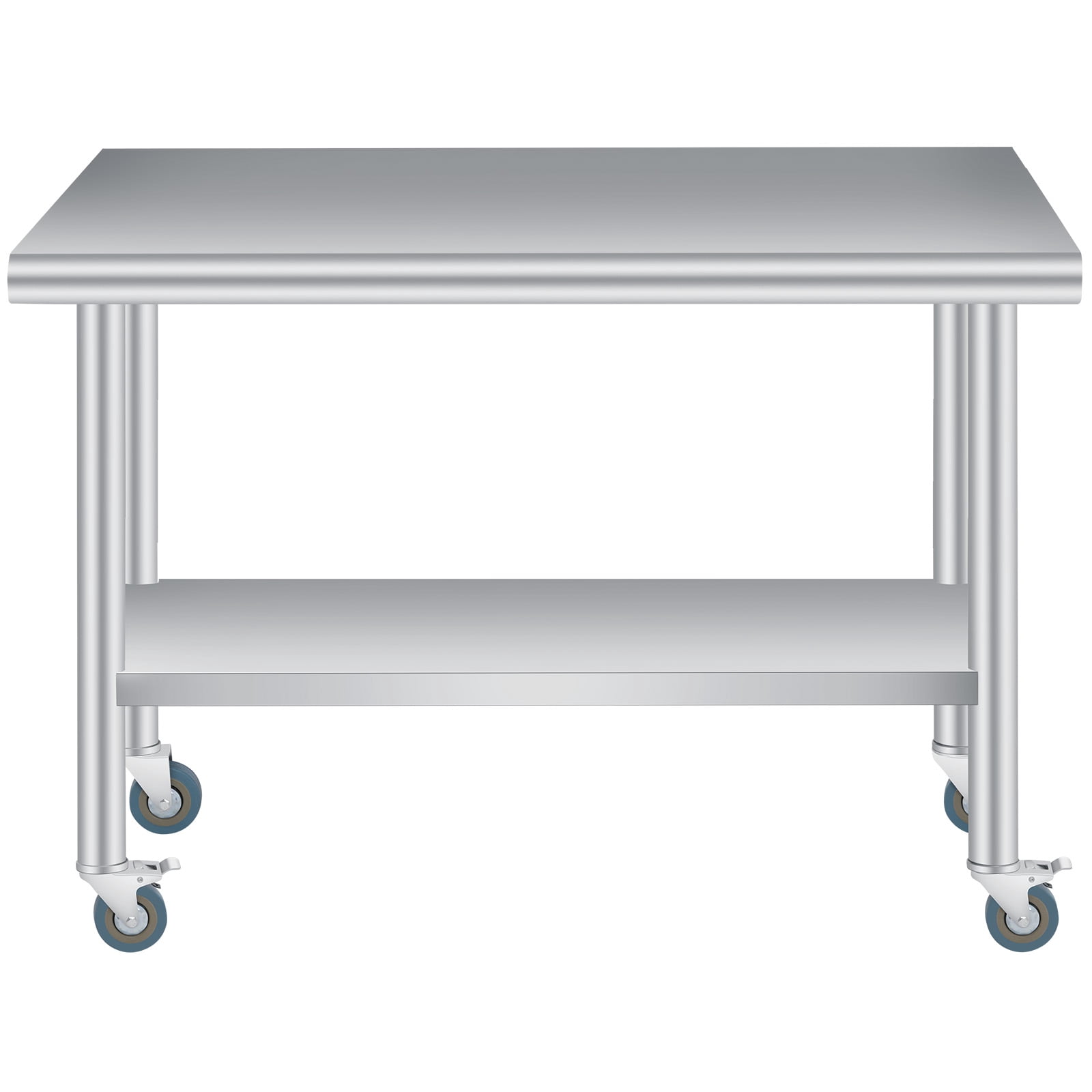 Heavy Duty Stainless Steel Outdoor Kitchen Prep Table with Backsplash – Adjustable Undershelf, 4 Caster Wheels – Commercial Storage Workstation for Patio, Restaurant, Catering – 30 x 60 Inch