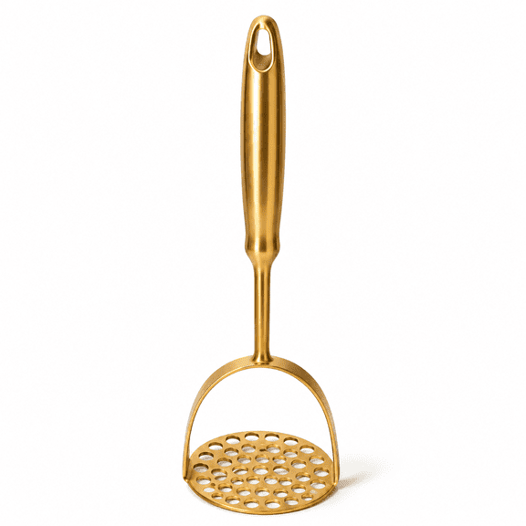 Heavy Duty Stainless Steel Potato Masher, Professional Integrated Masher Kitchen Tool & Food Masher/Potato Smasher, Perfect for Bean, Vegetable, Fruits, Avocado, Meat,Gold