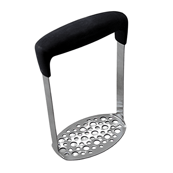 Heavy-Duty Stainless Steel Potato Masher with Ergonomic Rubber Handle - Dishwasher Safe and Smooth Mashing Tool
