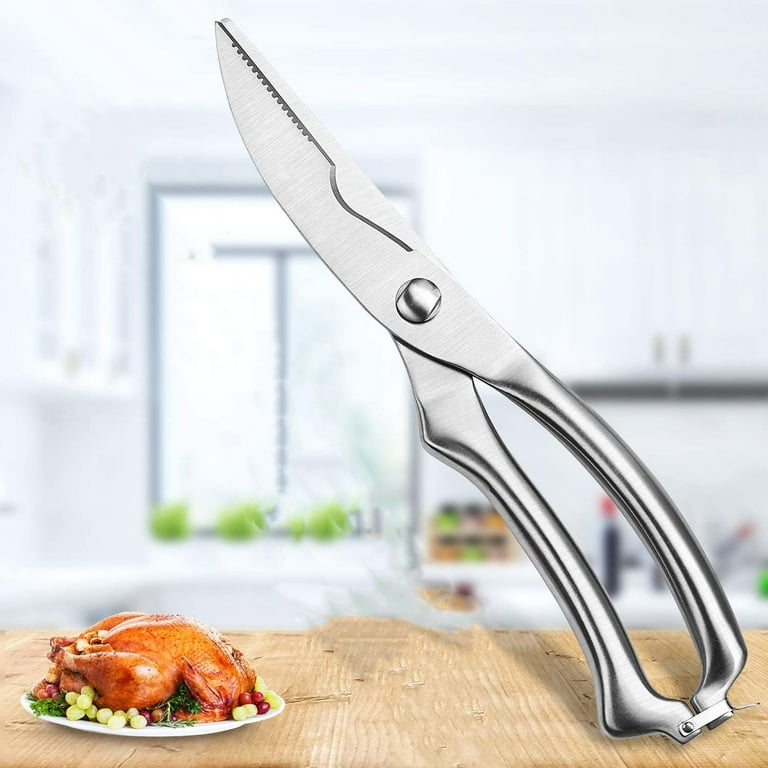 Heavy Duty Stainless Steel Poultry Shears, Casewin Ultra Sharp Kitchen Food  Scissors For Bone, Chicken, Meat, Fish, Seafood.BBQ Fork for Multiple