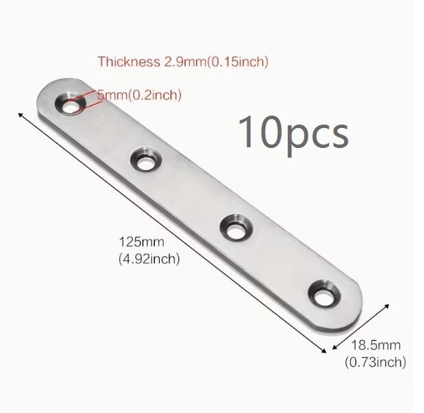 Heavy-Duty Stainless Steel Right Angle Support Bracket - Flat Repair Plate for Secure Fixing