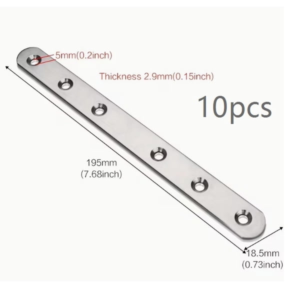 Heavy-Duty Stainless Steel Right Angle Support Bracket - Flat Repair Plate for Secure Fixing