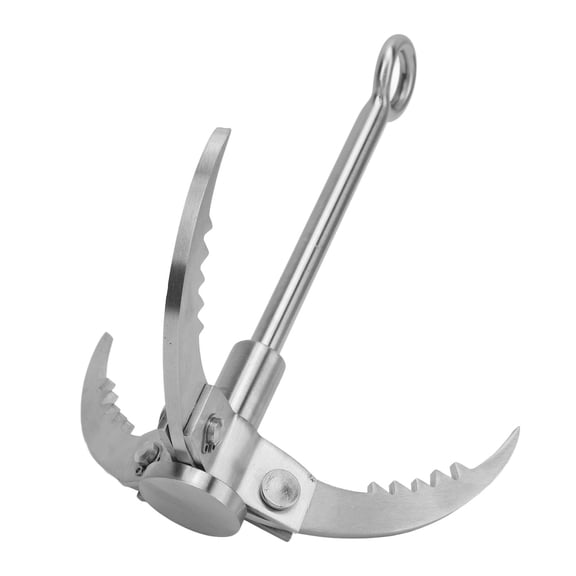 Heavy Duty Stainless Steel Rock Climbing Grappling Hook High Load Professional Multi Functional Outdoor Survival Folding 3 Claws Ice Mountaineering Anchor Tool Bag Included 0.6 inches Eyelet / 1.5 cm