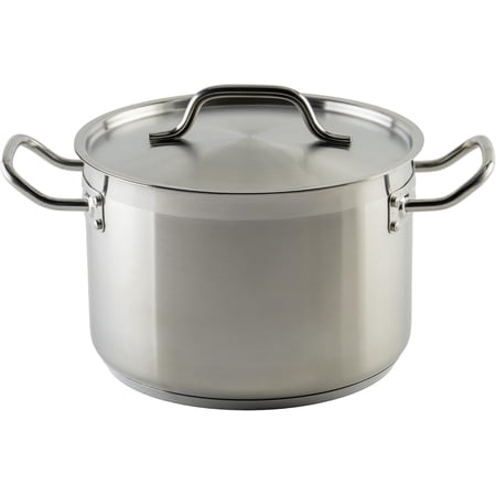 Heavy-Duty Stainless Steel Stock Pot with Cover, 8 Quart