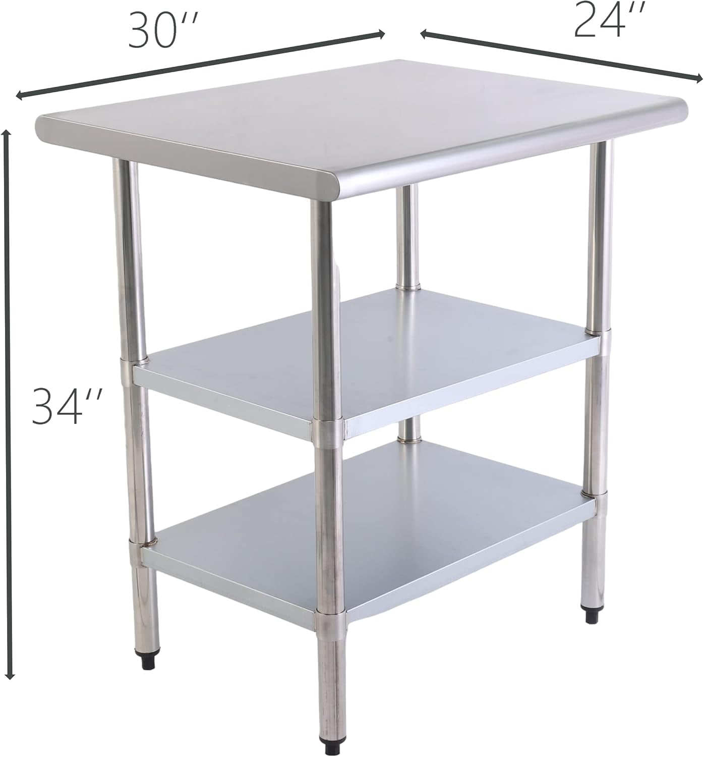 Heavy Duty Stainless Steel Table 24x30 Inches with Adjustable Shelves ...