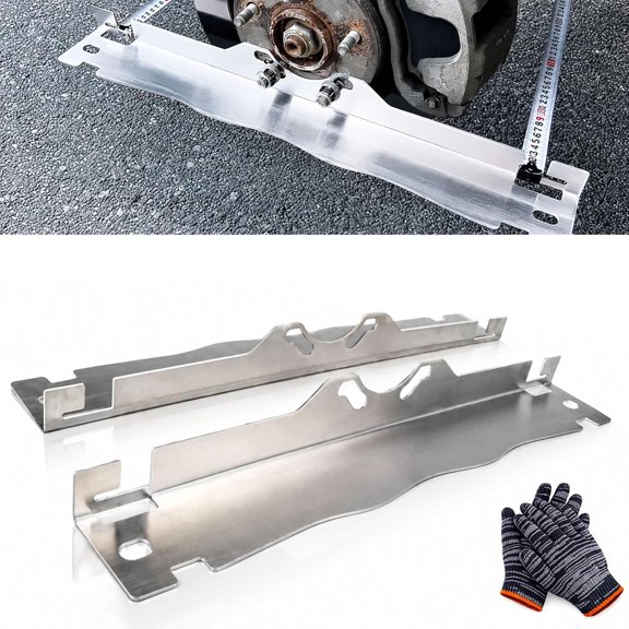 Heavy Duty Stainless Steel Toe Alignment Plates, DIY Silver Wheel Toe-In Toe-Out Adjustment Tool, Wall Mount Hanging Holes Alignment Tool for Cars Trucks, Save Expensive Auto Shop Fees