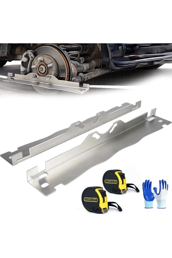 Heavy Duty Stainless Steel Toe Alignment Plates, Wheel Alignment Tool with Anti-Slip Precision Grooves, Automotive Front End Car Tool, Dual Tape Measure Setup, for Car, Truck (Silver)