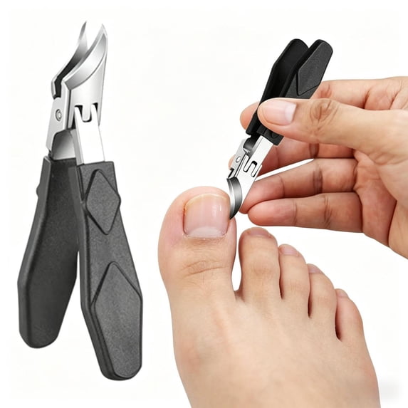 Heavy Duty Stainless Steel Toenail Clippers for Thick Nails, Angled Wide Jaw Nail Clippers with Catcher for Men Women Seniors,A