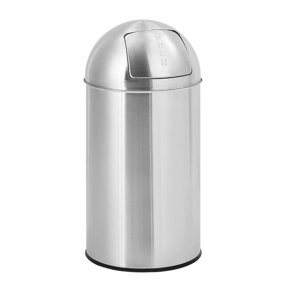 Heavy Duty Stainless Steel Trash Can, 50L/70L Cylindrical Rubbish Bin with Removable Inner Bucket & Push Lid