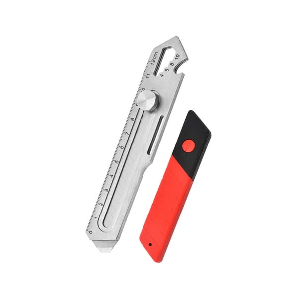 Heavy Duty Stainless Steel Utility Knife With Multi Tool Functions, Retractable 18mm Blade, Locking Mechanism, Screwdriver, Lever, Wrench, Bottle Opener, Compact Cutter For Carpets, Cardboard
