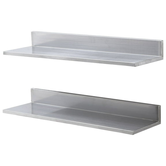 Heavy Duty Stainless Steel Wall Shelf, 8.6x30 Inch Commercial Floating Shelving with Backsplash, 44 lbs Capacity for Kitchen, Bar, Restaurant Storage