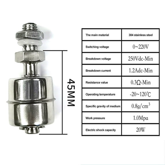 Heavy Duty Stainless Steel Water Level Sensor With Float Switch Functionality
