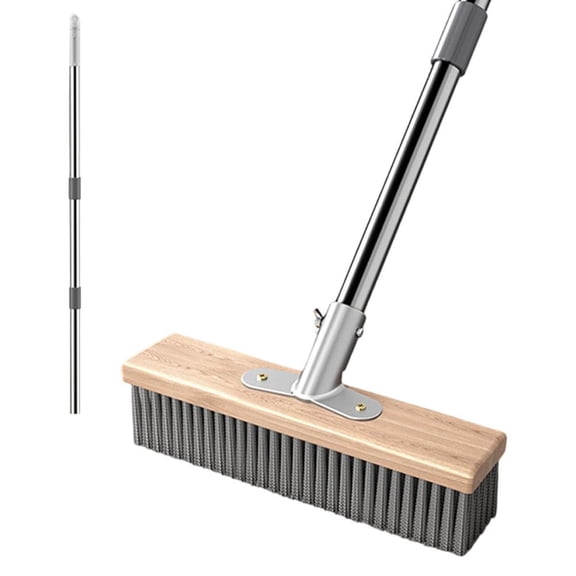 Heavy-Duty Stainless Steel Wire Scrub Brush with 49" Long Handle, Professional Floor Scrubber for Moss & Rust Removal, Outdoor Deck & Patio Cleaning Tool