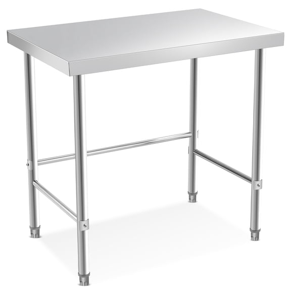 Heavy Duty Stainless Steel Work Table - Commercial Prep Utility Table - Industrial Metal Construction, Easy to Clean, No Under Shelf - Ideal for Restaurant, Kitchen, Garage, or Warehouse