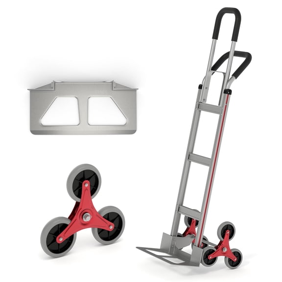 Heavy Duty Stair Climbing Hand Truck  330 lbs Capacity Folding Dolly Cart with 6-Wheel Triangular Design, Dual Handles, Adjustable Telescopic Grip, Multipurpose Platform for Appliances, Furniture