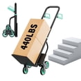 thumbnail image 1 of Heavy Duty Stair Climbing Hand Truck – 440 lbs Capacity – 6-Wheel Folding Dolly Cart, Convertible 2-in-1 Platform Trolley – Black+Green, 1 of 8