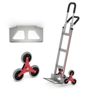 Heavy-Duty Stair Climbing Hand Truck Dolly - 330 lb 6-Wheel Tri-Star Aluminum Folding Cart, Telescoping Dual Handles - for Appliances & Furniture - Color Red