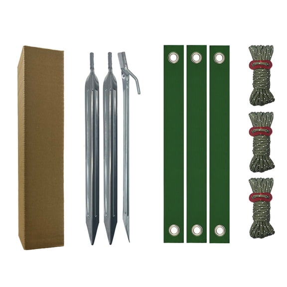 Tree Stake Set Straightening Leaning Rustproof Stakes Supports with Strap Against Bad Weather for Newly Planted Trees