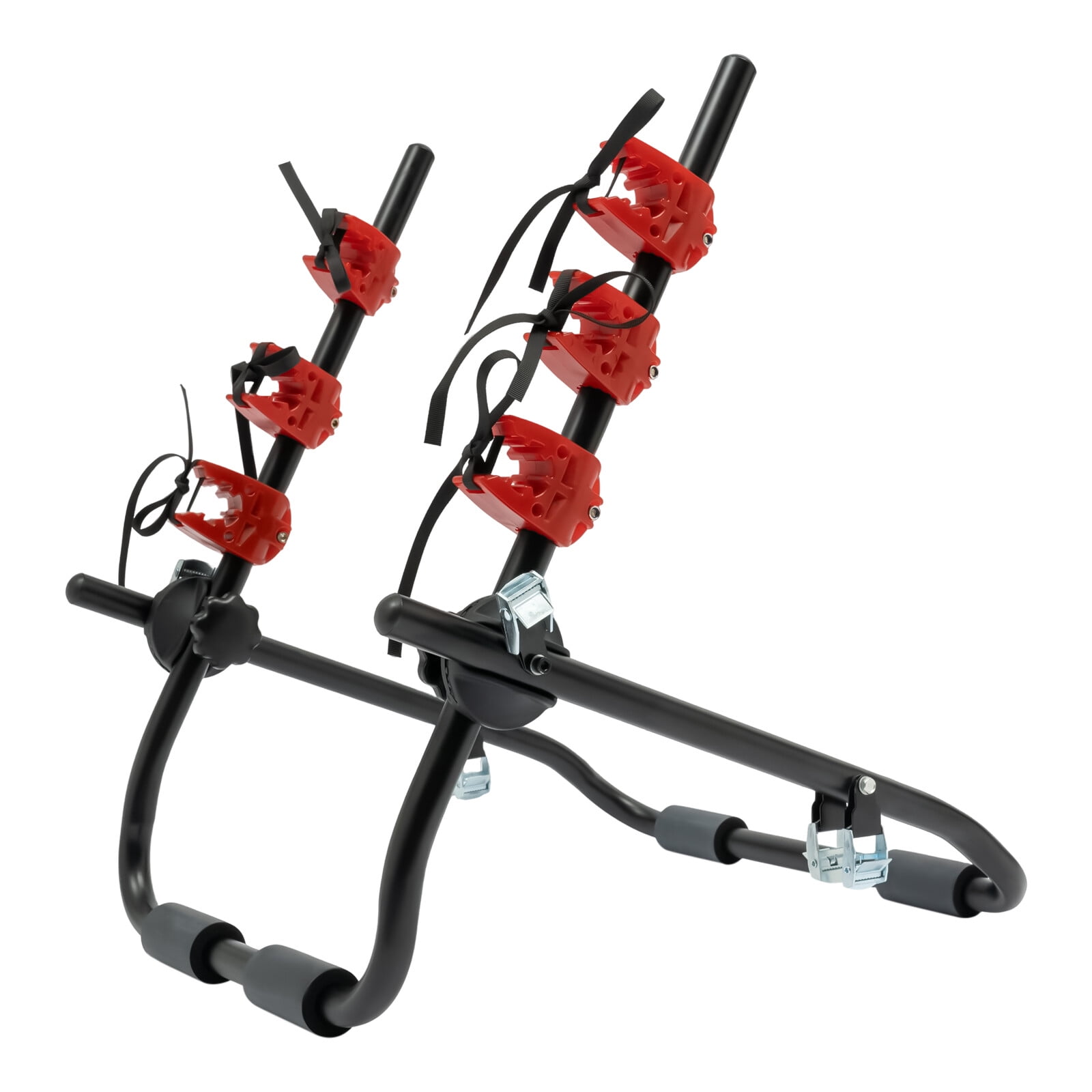 Heavy Duty Standard Bike Rack for Car, SUV, Hatchback Mount-Bicycle Carrier, Easy to Assemble/Install, Easy to Fold & Store- Tire & Frame Straps Included Trailer Hitch Lock, 2 Ratchet Straps Black