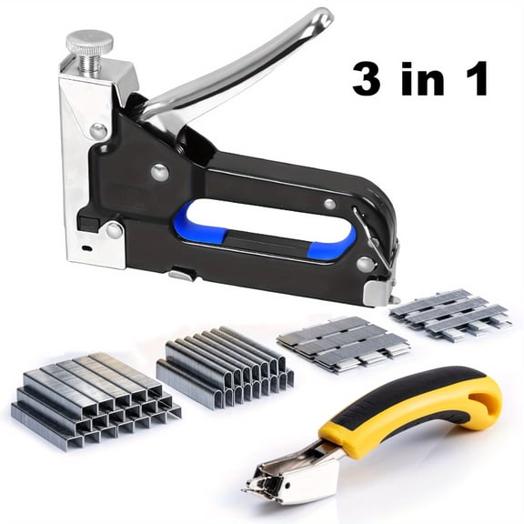 Heavy Duty Staple Gun Kit - 4-in-1/3-in-1 Multi-Function, 2000 Staples Included, Upholstery Stapler for Wood/Wall, DIY & Home Improvement Staple Gun