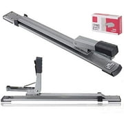 Heavy Duty Stapler, Long arm Desk Stapler come with 1000 Staples , A3 Middle Seam Large lengthening 300 Mm Reach 25 Sheets Capacity School Office Supplies Easy Silver