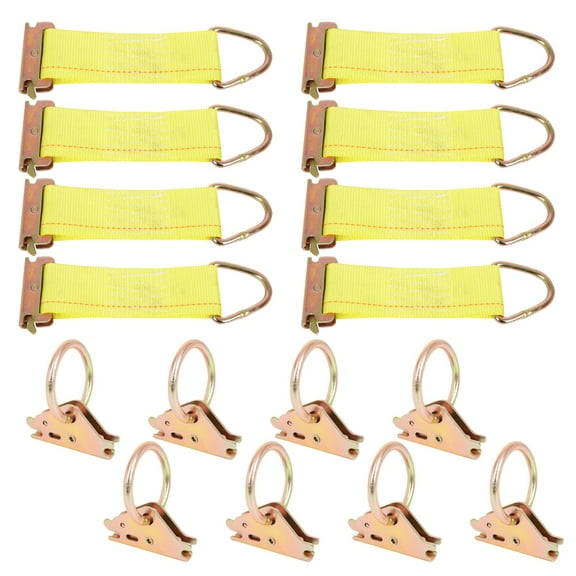 Heavy Duty Steel 8 E Track Tie Down O-Ring Anchors& 8 Rope Tie Offs E Track Tie Down Accessories for Truck Pickup Vans Load Cargos E-Track Tie-Down Rail System Accessories Enclosed/Flatbed Trailer