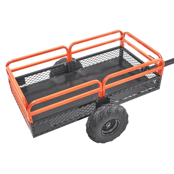 Heavy Duty Steel ATV Dump Trailer, 1500-Pound Load Capacity 15 Cubic Feet, Tow Behind Dump Cart Garden Trailer, with Removable Sides and 2 Tires, for Mowers, Tractors, ATV, UTV
