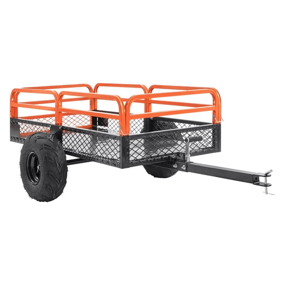 Heavy Duty Steel ATV Dump Trailer, 1500-Pound Load Capacity 15 Cubic Feet with Removable Sides and 2 Tires, for Mowers, Tractors, ATV, UTV