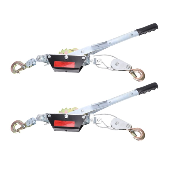 Heavy Duty Steel Automotive Towing Winch Come Along 2 Hooks Cable Puller Tool with 4400 lbs / 2T Capacity for Car RV Vehicle Lift