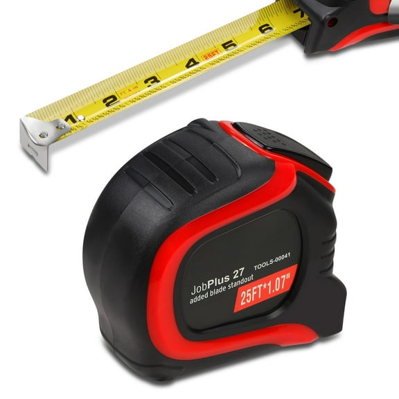 Heavy Duty Steel Blade Imperial Measuring Tape - 25 ft. Tape Reel with 1/16 inch Graduations, Push Button Lock