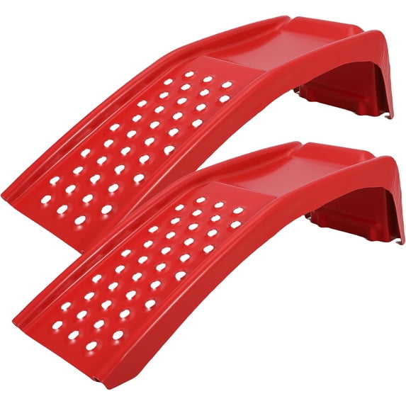 Heavy Duty Steel Car Ramps, 8000 Lbs Capacity Vehicle Service Ramps with 8-Inch Lift for SUV and Truck Oil Change, 2 Pack,Red