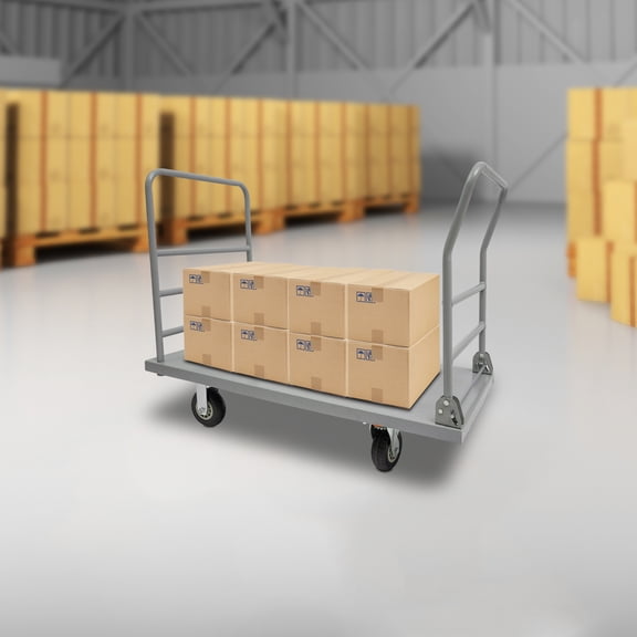 Heavy-Duty Steel Cart, 907kg Capacity, Detachable Guardrail & Foldable Handle for Logistics Centers